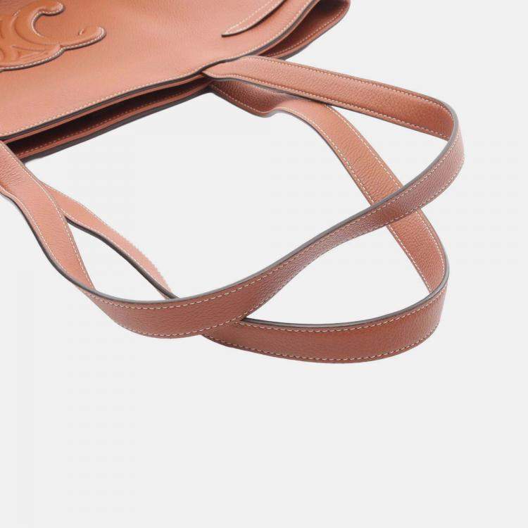 Pre Owned Celine Brown Small Calfskin Cabas Cuir Triomphe Anais Tote
