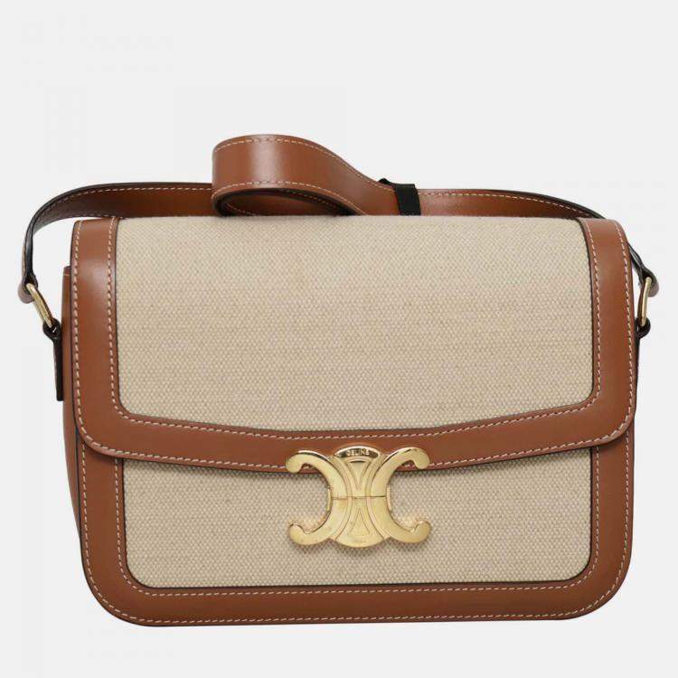 Pre Owned Celine Triomphe Classique Canvas Leather Crossbody Bag