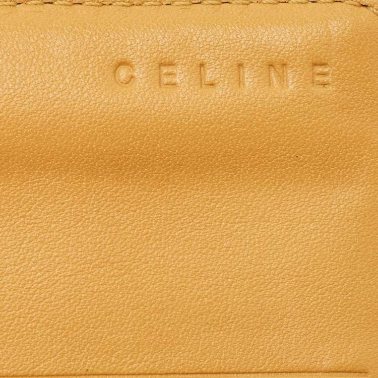 Pre Owned Celine Orange/Yellow Macadam Print Fabric and Croc Embossed Leather Flap Continental Wallet