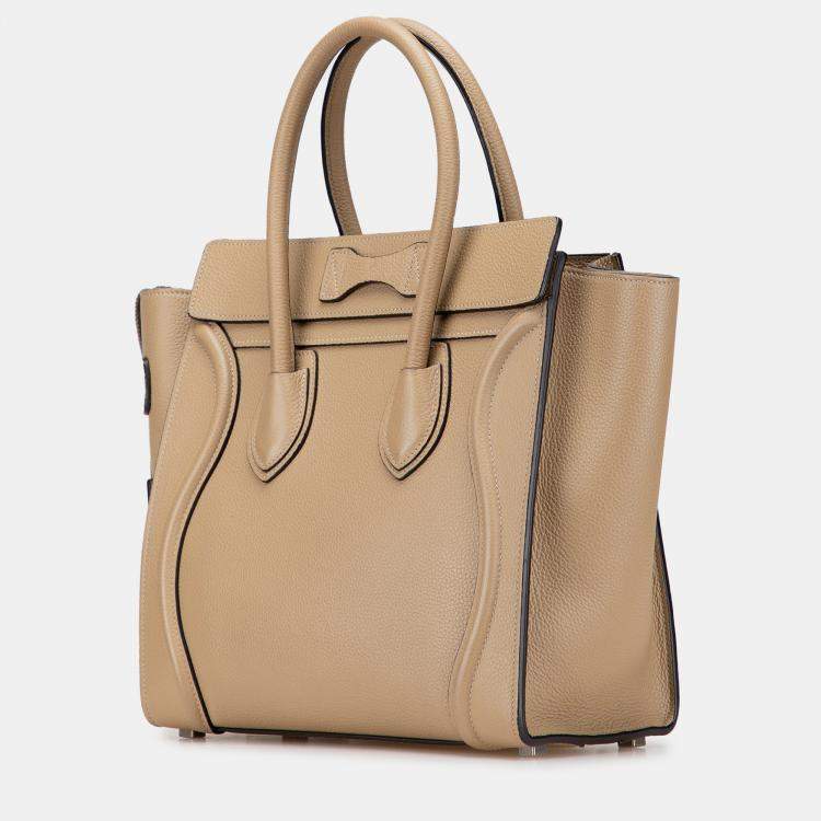 Pre Owned Celine Brown Micro Drummed Calfskin Luggage Tote