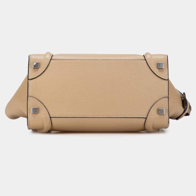 Pre Owned Celine Brown Micro Drummed Calfskin Luggage Tote