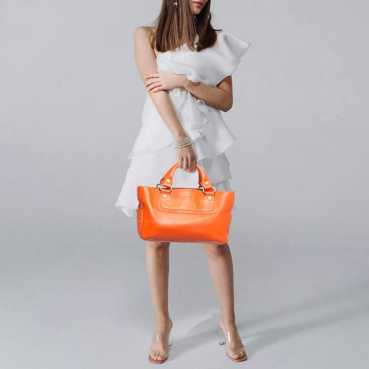 Pre Owned Celine Orange Leather Boogie Tote