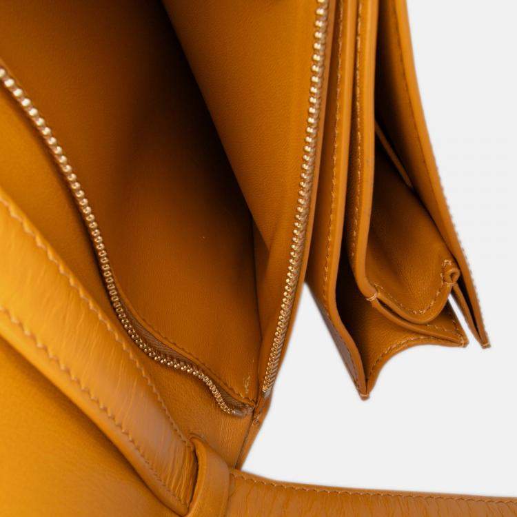 Pre Owned Celine Orange Medium Calfskin Classic Box
