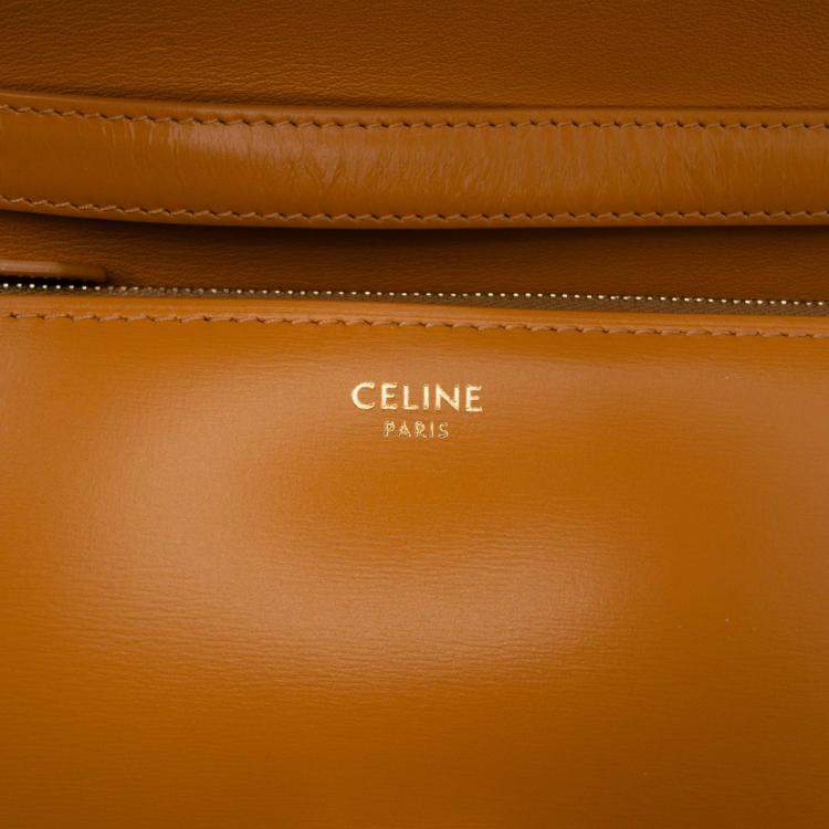Pre Owned Celine Orange Medium Calfskin Classic Box