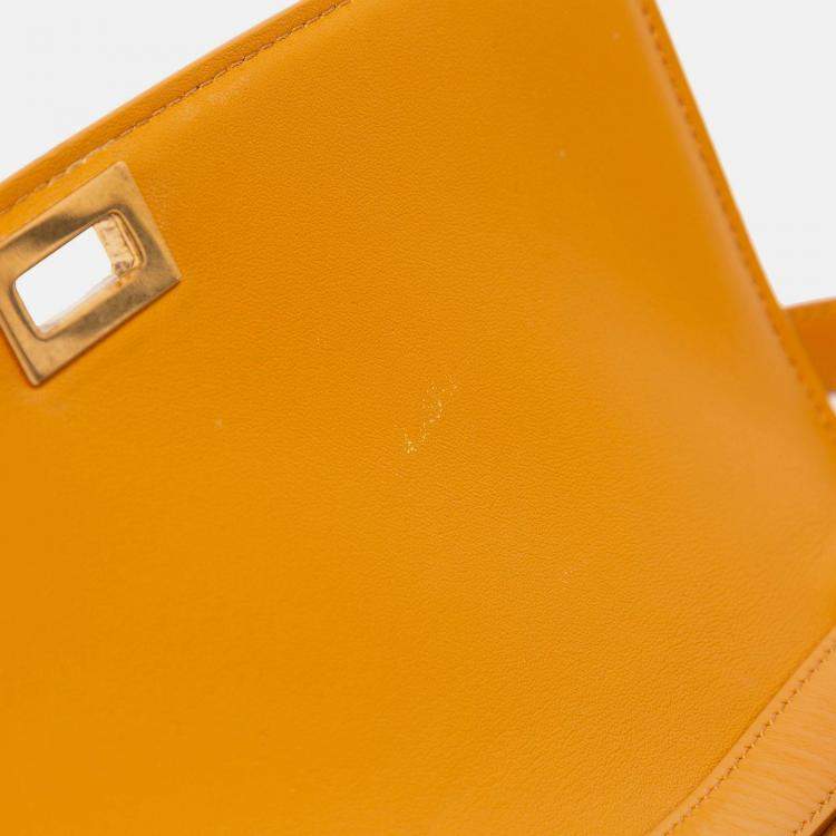 Pre Owned Celine Orange Medium Calfskin Classic Box
