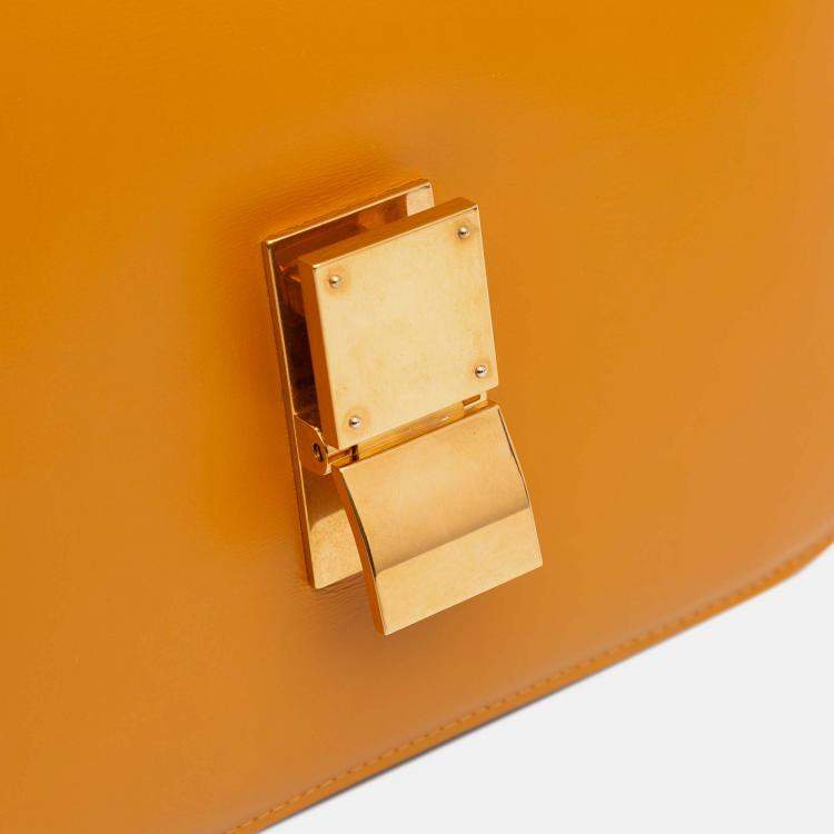 Pre Owned Celine Orange Medium Calfskin Classic Box