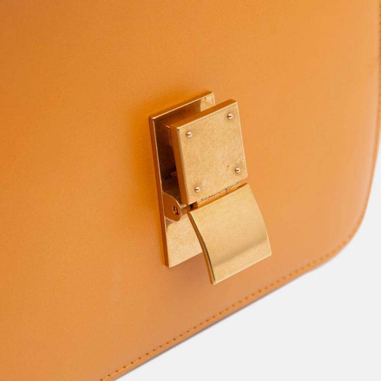 Pre Owned Celine Orange Teen Calfskin Classic Box