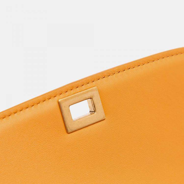 Pre Owned Celine Orange Teen Calfskin Classic Box