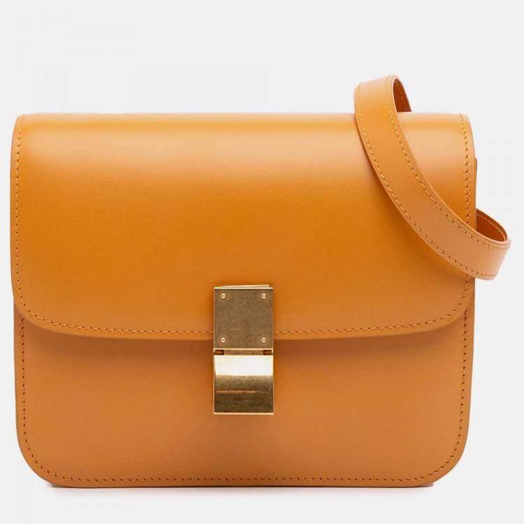 Pre Owned Celine Orange Teen Calfskin Classic Box