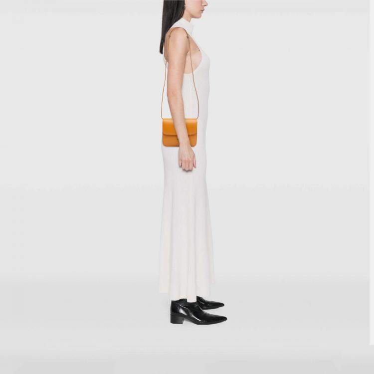 Pre Owned Celine Orange Teen Calfskin Classic Box