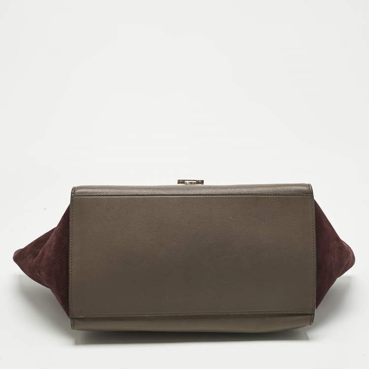 Pre Owned Celine Multicolor Leather and Suede Medium Trapeze Top Handle Bag