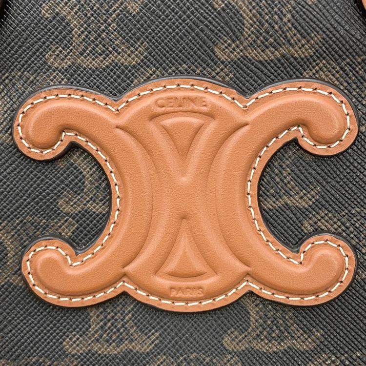 Pre Owned Celine Triomphe Tan PVC Leather Mini 2-Way Bowling Bag