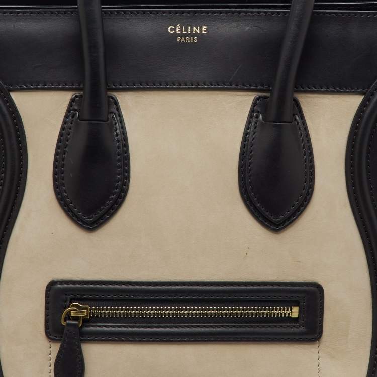 Pre Owned Celine Tri Color Leather and Nubuck Leather Mini Luggage Tote