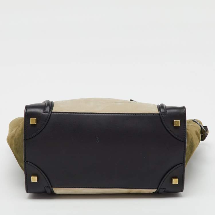 Pre Owned Celine Tri Color Leather and Nubuck Leather Mini Luggage Tote
