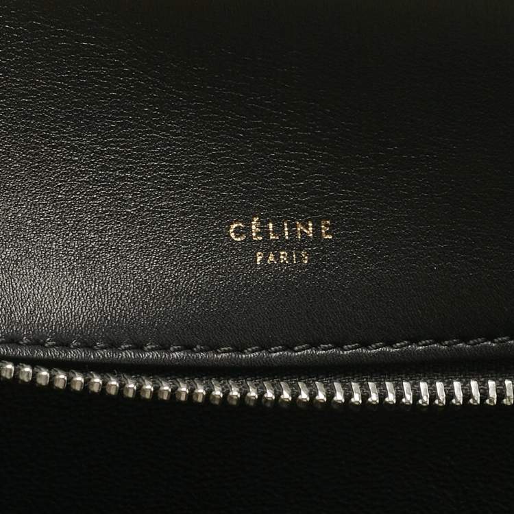 Pre Owned Celine Yellow/Black Calf Hair and Leather Large Edge Top Handle Bag
