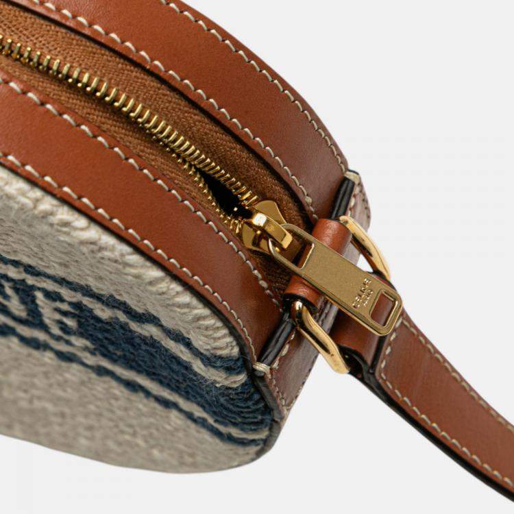Pre Owned Celine Beige Canvas Plein Soleil Round Purse on Strap