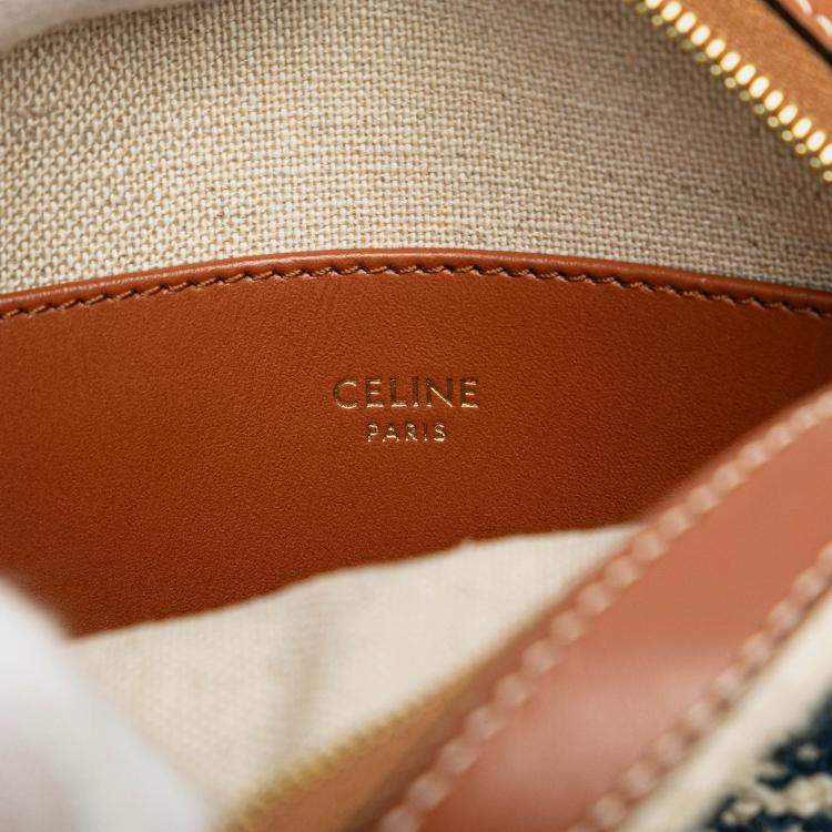 Pre Owned Celine Beige Canvas Plein Soleil Round Purse on Strap