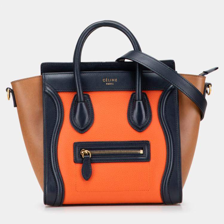 Pre Owned Celine Multicolor Nano Tricolor Leather Luggage Tote