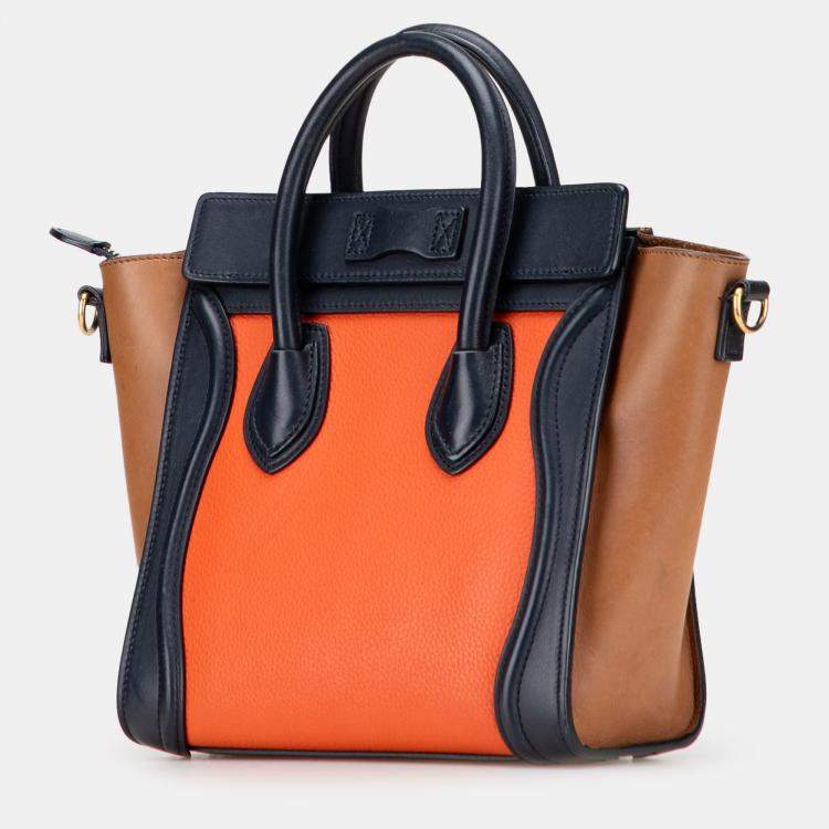 Pre Owned Celine Multicolor Nano Tricolor Leather Luggage Tote