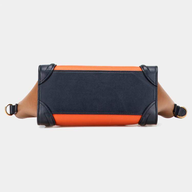Pre Owned Celine Multicolor Nano Tricolor Leather Luggage Tote