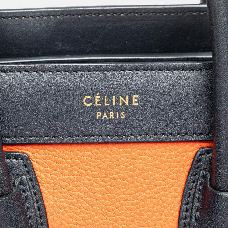 Pre Owned Celine Multicolor Nano Tricolor Leather Luggage Tote