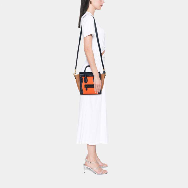 Pre Owned Celine Multicolor Nano Tricolor Leather Luggage Tote