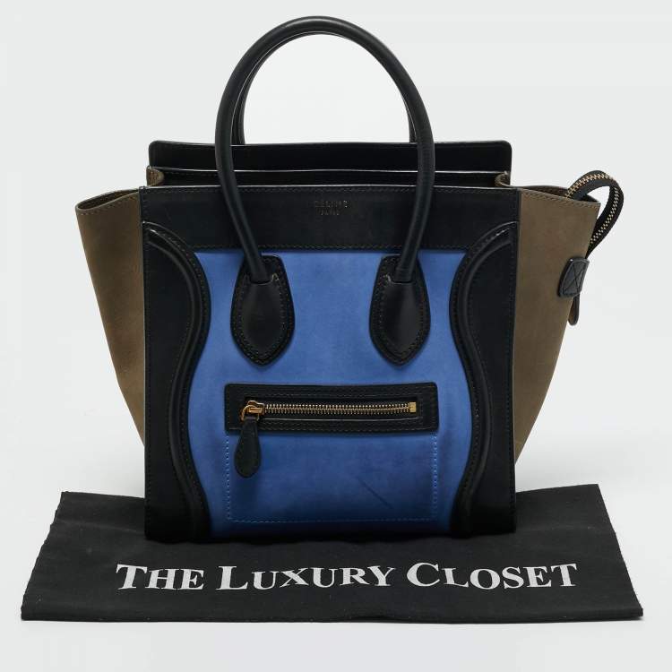 Pre Owned Celine Tricolor Nubuck and Leather Micro Luggage Tote