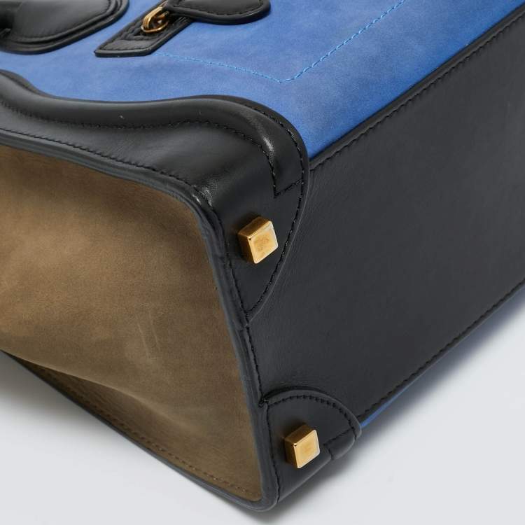 Pre Owned Celine Tricolor Nubuck and Leather Micro Luggage Tote