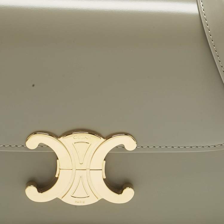 Pre Owned Celine Pistachio Green Leather Teen Triomphe Shoulder Bag