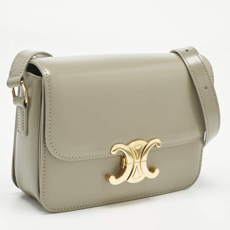Pre Owned Celine Pistachio Green Leather Teen Triomphe Shoulder Bag