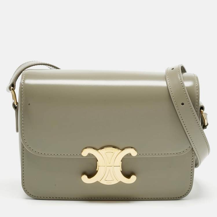 Pre Owned Celine Pistachio Green Leather Teen Triomphe Shoulder Bag