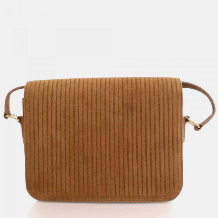 Pre Owned Celine Triomphe Teen Brown Suede Shoulder Bag