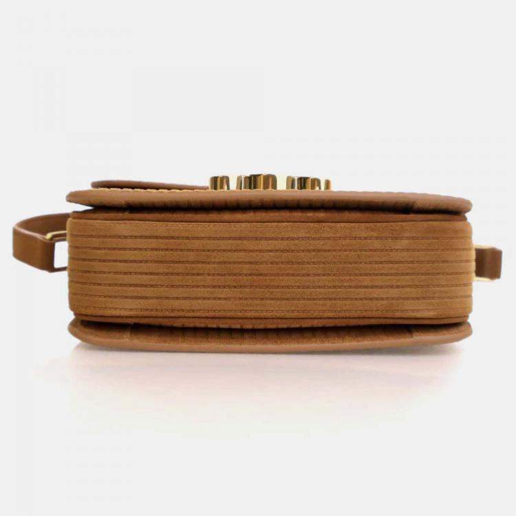 Pre Owned Celine Triomphe Teen Brown Suede Shoulder Bag