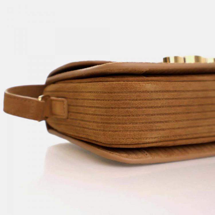 Pre Owned Celine Triomphe Teen Brown Suede Shoulder Bag