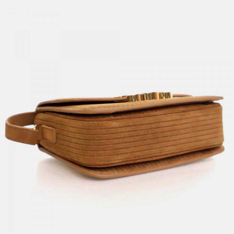 Pre Owned Celine Triomphe Teen Brown Suede Shoulder Bag