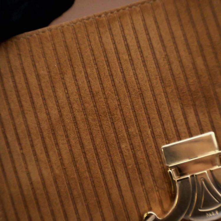 Pre Owned Celine Triomphe Teen Brown Suede Shoulder Bag