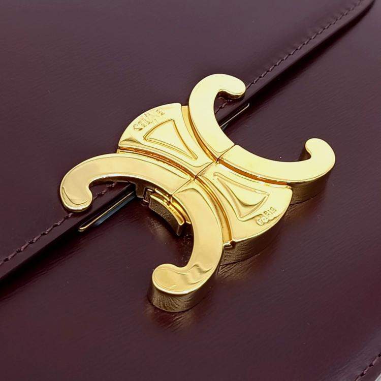 Pre Owned Celine Burgundy Leather Celine Triumph Bag Medium