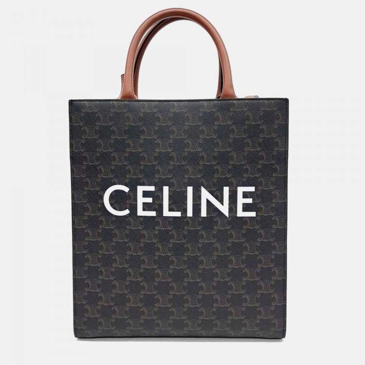 Pre Owned Celine Brown PVC Triumph Cabas Vertical Small
