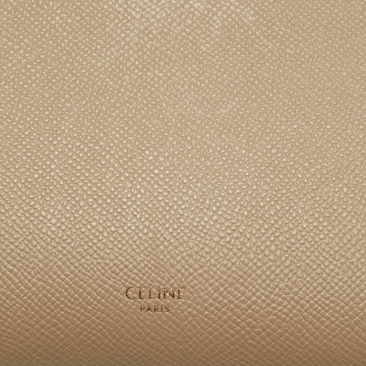 Pre Owned Celine Beige Leather Micro Belt Top Handle Bag