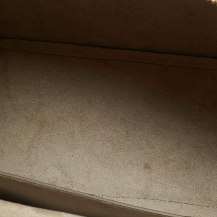 Pre Owned Celine Beige Leather Micro Belt Top Handle Bag