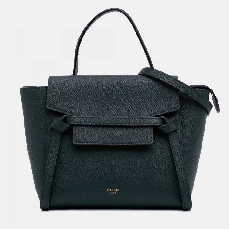 Pre Owned Celine Green Nano Grained Calfskin Belt Bag