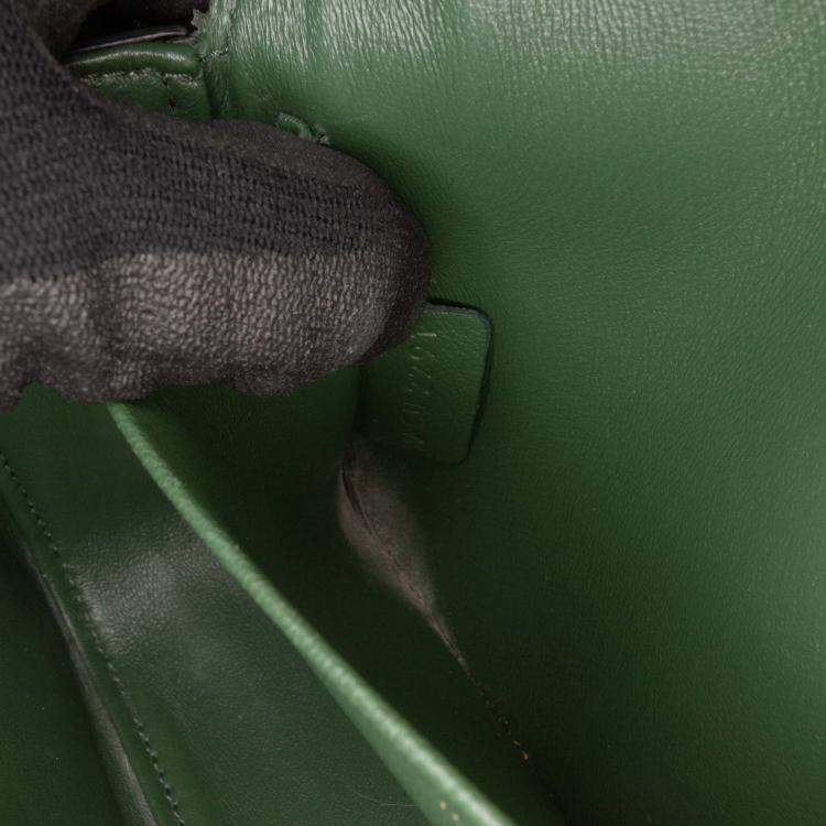 Pre Owned Celine Green Shiny Calfskin Claude Shoulder Bag
