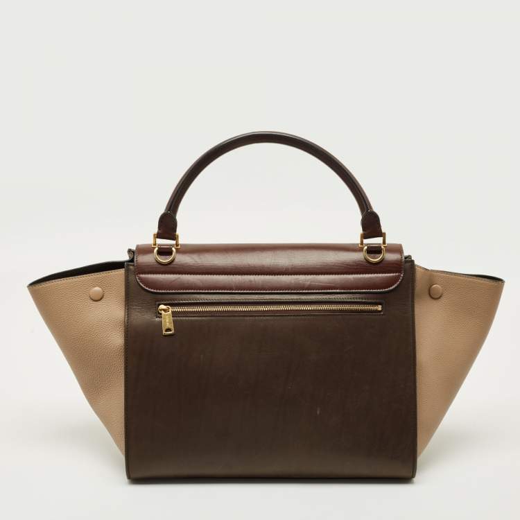 Pre Owned Celine Tricolor Leather Medium Trapeze Top Handle Bag
