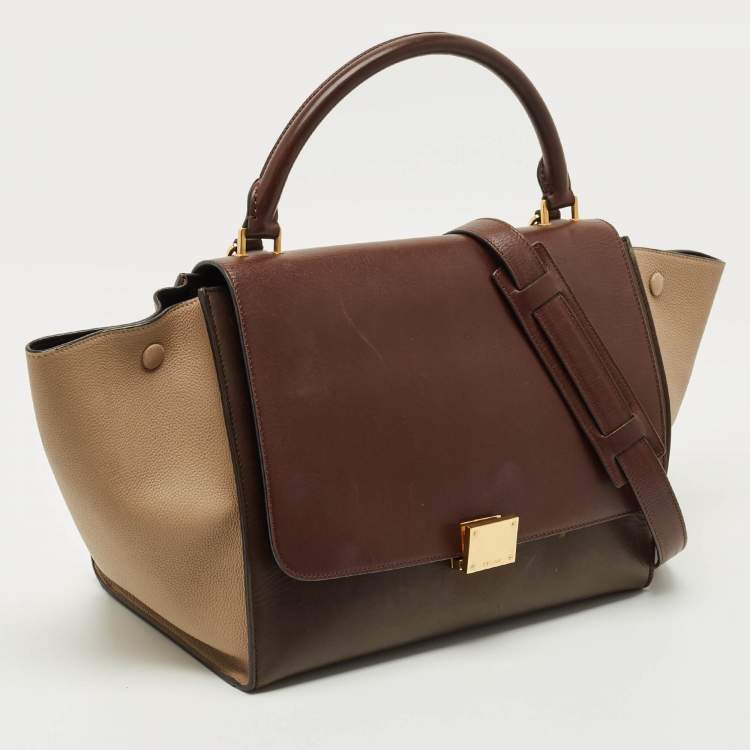 Pre Owned Celine Tricolor Leather Medium Trapeze Top Handle Bag