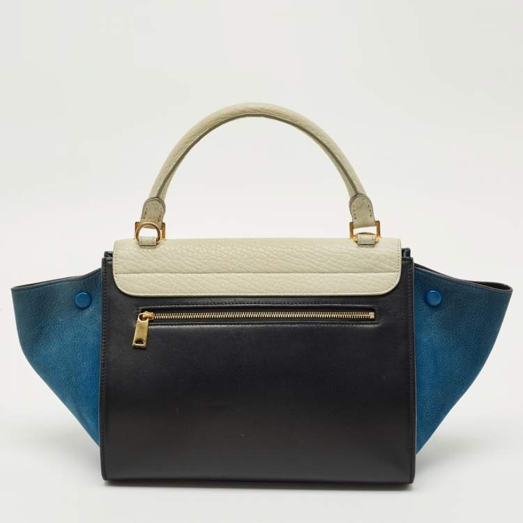 Pre Owned Celine Tricolor Leather and Nubuck Mini Trapeze Top Handle Bag