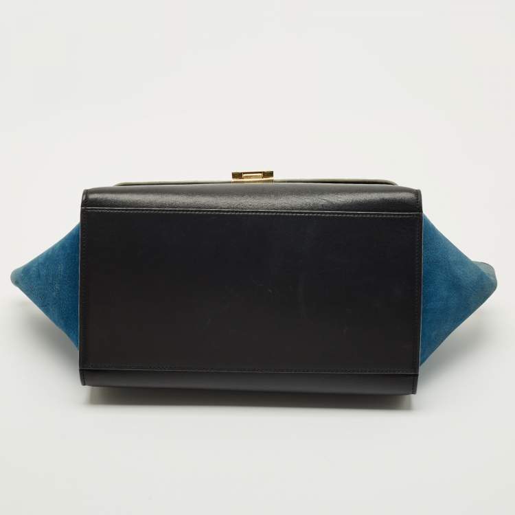 Pre Owned Celine Tricolor Leather and Nubuck Mini Trapeze Top Handle Bag