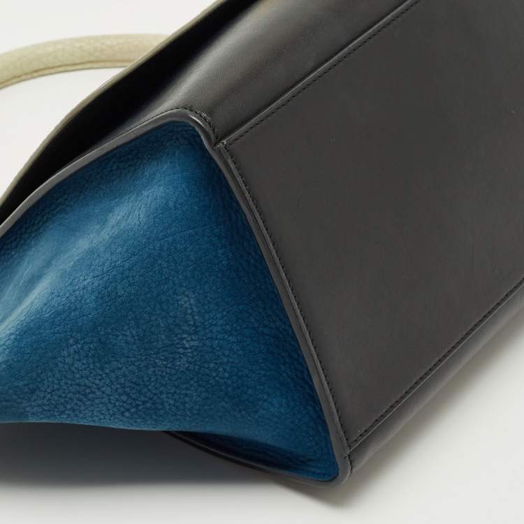 Pre Owned Celine Tricolor Leather and Nubuck Mini Trapeze Top Handle Bag