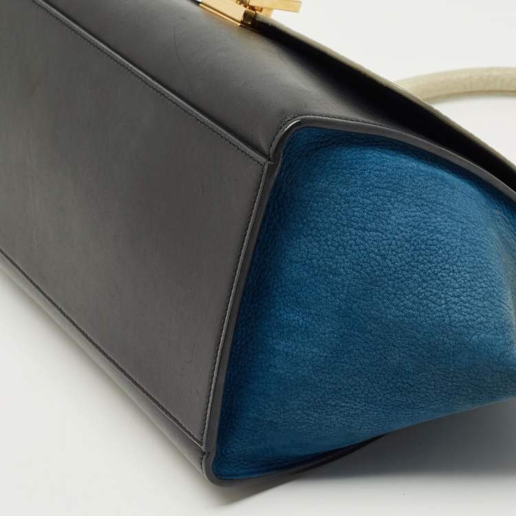 Pre Owned Celine Tricolor Leather and Nubuck Mini Trapeze Top Handle Bag