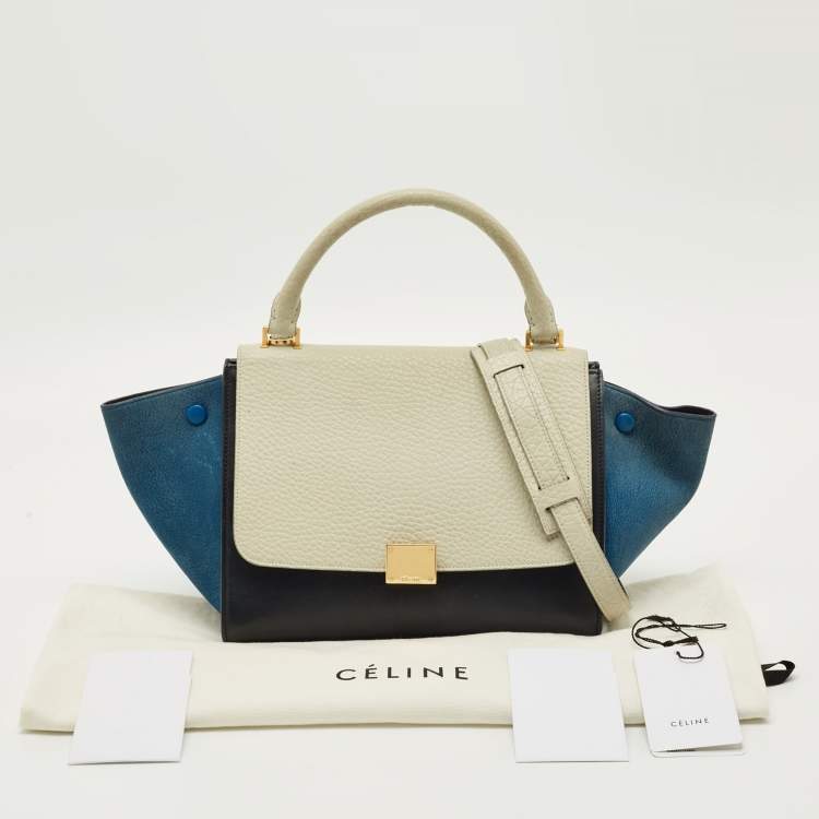 Pre Owned Celine Tricolor Leather and Nubuck Mini Trapeze Top Handle Bag