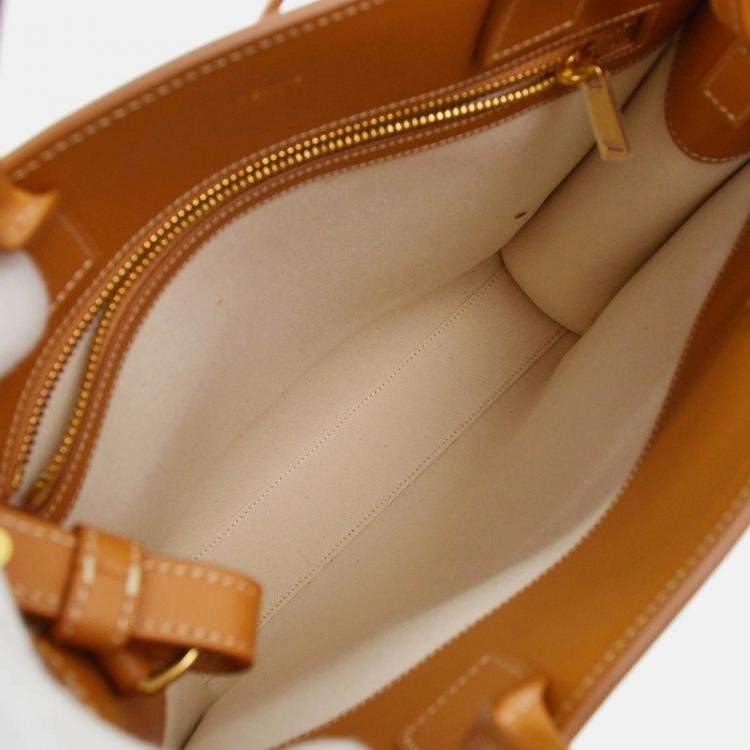 Pre Owned Celine White Brown Vertical Cabas 2way Tote Bag